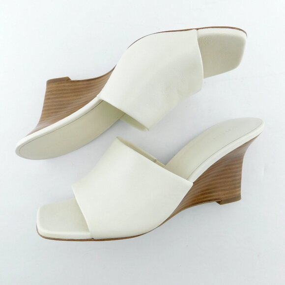VINCE Ivory Leather Wedge Slide Heel Sandals 8.5US / 39EU - Picture 5 of 8